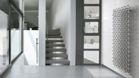 TERMA PLC V Designheizkörper 1800x663 Farbe Chrom - moderner Raum