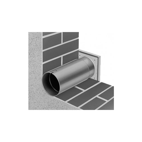 Helios teleskopische Wanddurchdringung + Aussengitter WES 100 - Detail von Durchdringung und Gitter