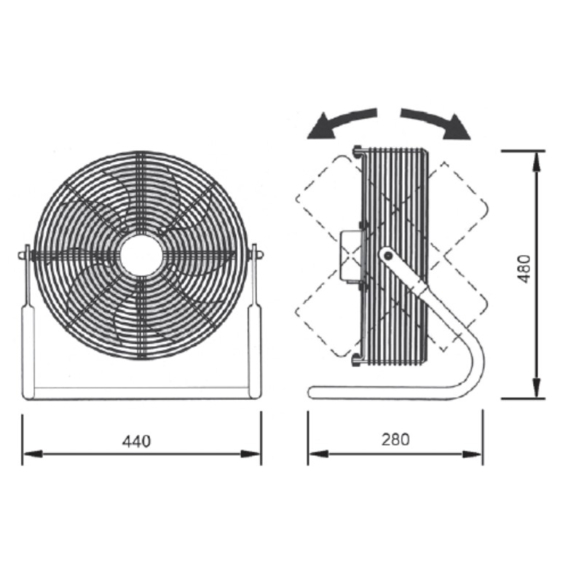Soler & Palau TURBO 3000 Mobiler Axialventilator - Abmessungen