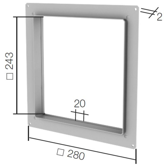 Helios ELS-VA Vorwandadapter in Gipskartonkonstruktion - Abmessungen