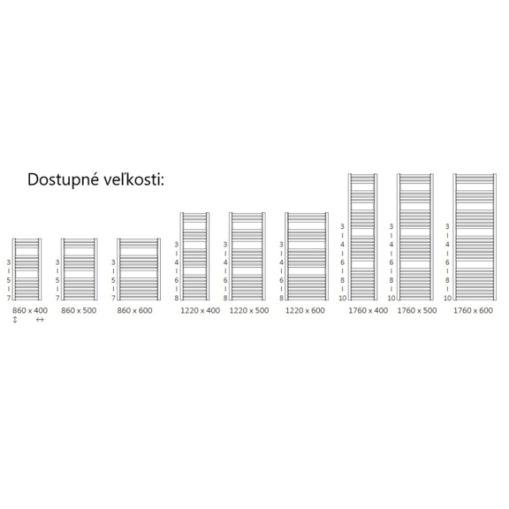 TERMA Dexter One Badheizkörper verfügbare Größen