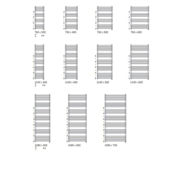 TERMA Alex ONE Designheizkörper verfügbare Größen