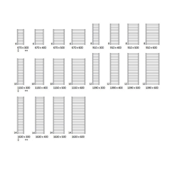 TERMA Vivo Badheizkörper verfügbare Größen