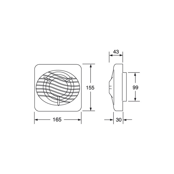 Ventilator Xpelair DX 100 T - Abmessungen