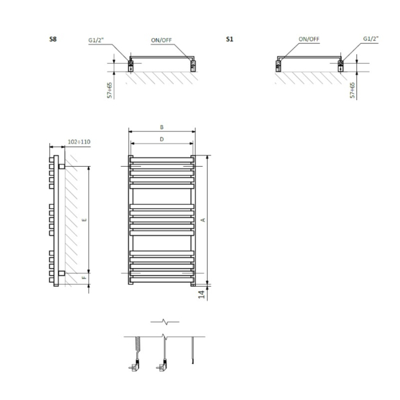 TERMA Quadrus Slim One Designheizkörper Schema
