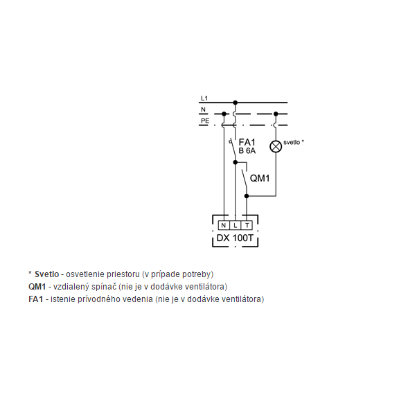 Ventilator Xpelair DX 100 T - Schaltbild