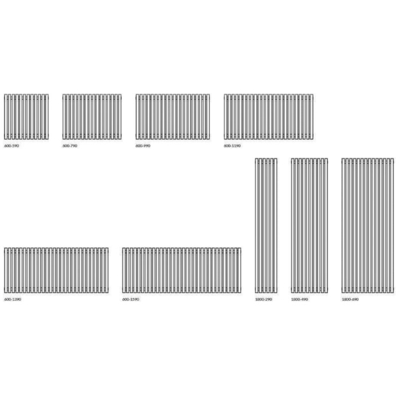 TERMA Tune VWS Designheizkörper - verfügbare Abmessungen