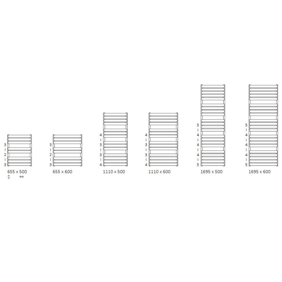 TERMA Warp T Designheizkörper verfügbare Größen