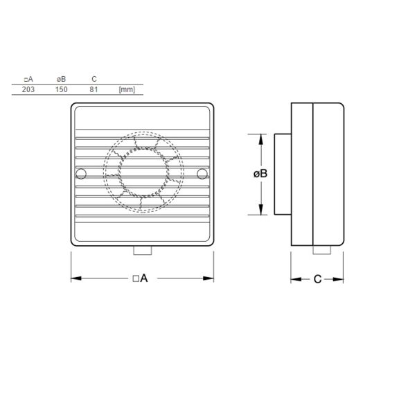 BF 150S - Abmessungen
