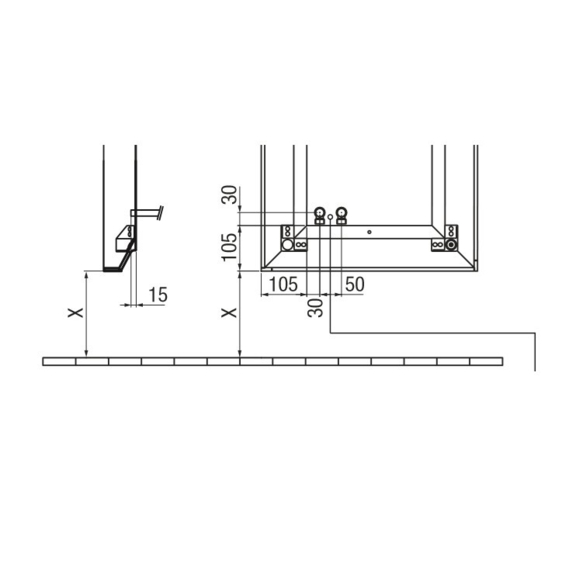 IRSAP Face Designheizkörper verstecktes Hydraulikanschluss-System - Schema