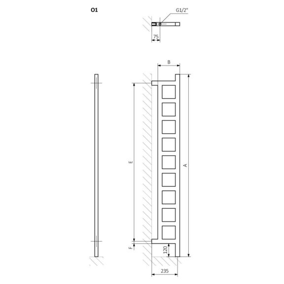 TERMA Easy DW Vertikaler Heizkörper Schema