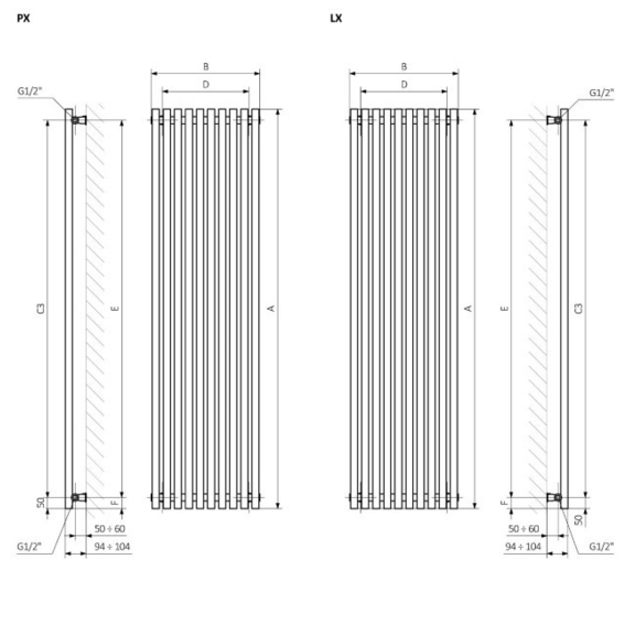 TERMA Tune VWS Designheizkörper - Schema