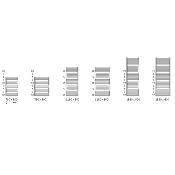 TERMA Pola Badheizkörper verfügbare Größen