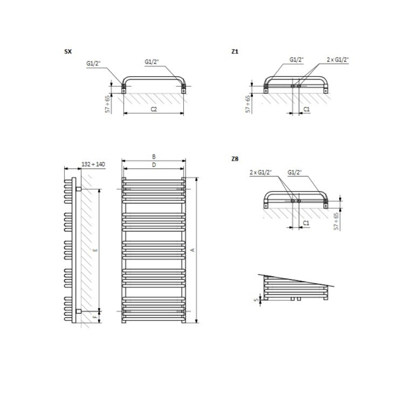 TERMA Alex Designheizkörper Schema