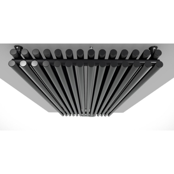 TERMA Tune VWD Designheizkörper 1800x490 Farbe Soft RAL9005 Gesamte von oben