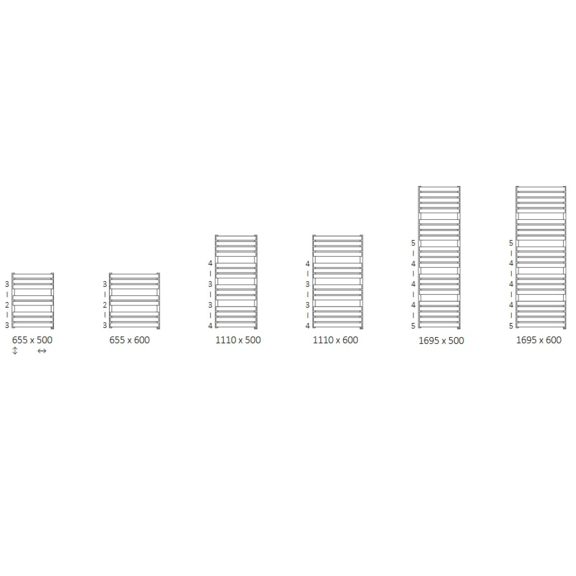 TERMA Warp T ONE Deisgnheizkörper verfügbare Größen
