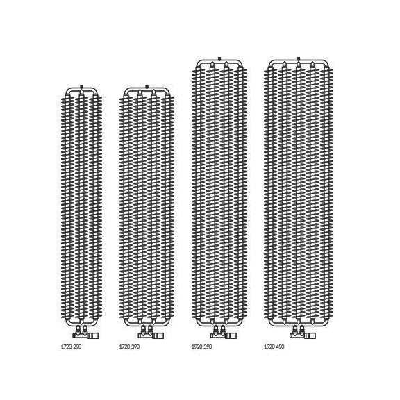 TERMA Ribbon V Retro Heizkörper verfügbare Größen