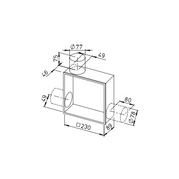 Helios ELS-GUBA Unterputzgehäuse mit Brandschutzabsperrklappe - Abmessungen