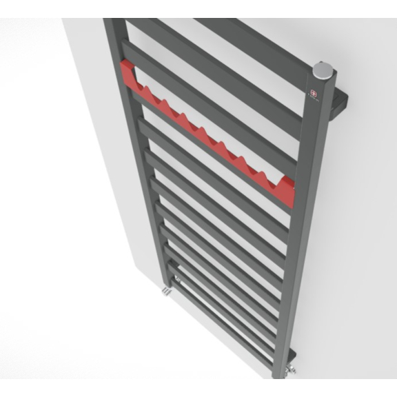 TERMA Vivo Badheizkörper 1390x500 Farbe Metallic Grey Seitenansicht