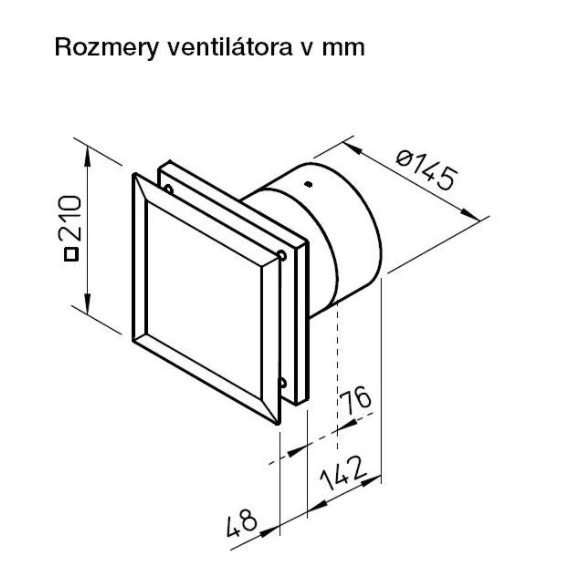 Helios MiniVent M1/150 Standardventilator mit zwei Leistungsstufen und EC Motor - Abmessungen