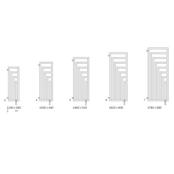 TERMA Angus DW Designheizkörper verfügbare Größen