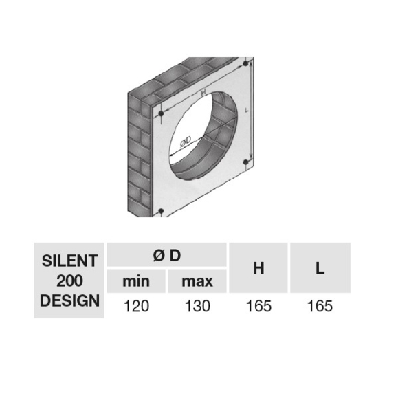 Ventilator Silent 200 Design CZ - Montageöffnung