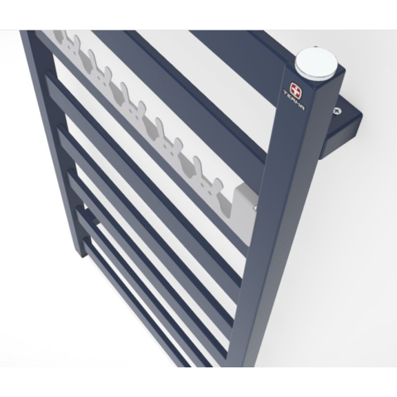 TERMA Vivo ONE Badheizkörper 910x500 RAL 5003 Detail Aufhänger HappyRabbit soft7047