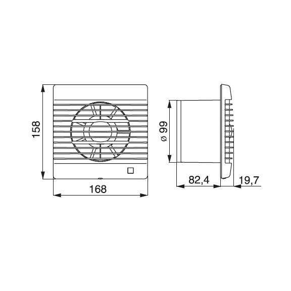 Ventilator Future 100 C - Abmessungen