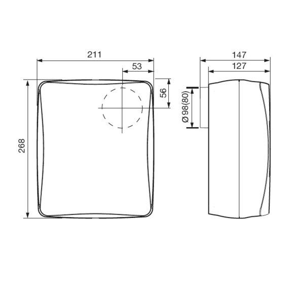 Ventilator EBB 100 N T - Abmessungen