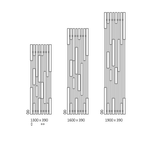 TERMA Cane Designheizkörper verfügbare Größen