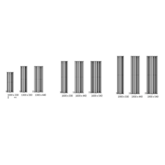 TERMA Sherwood V Designheizkörper verfügbare Größen