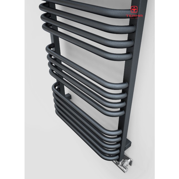 TERMA Alex ONE Designheizkörper 1140x600 Farbe Modern Grey Detail Seitenansicht