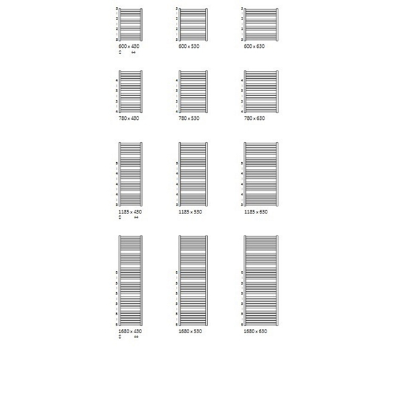 TERMA Marlin Badheizkörper verfügbare Größen