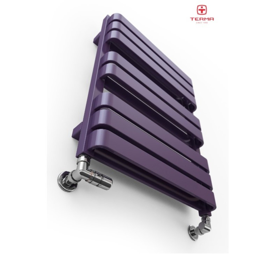 TERMA Warp T Bold Designheizkörper 655x500 RAL 4005 Ansicht von unten