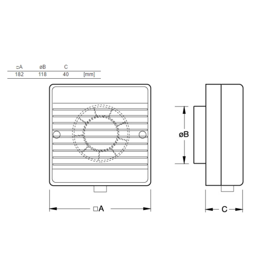 BF 120S - Abmessungen