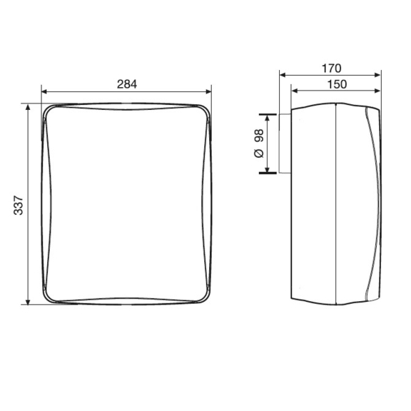 Ventilator EBB 100 N S - Abmessungen