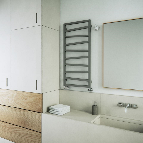 TERMA Zigzag Badheizkörper 1070x500 Farbe Metallic Stone Interieur