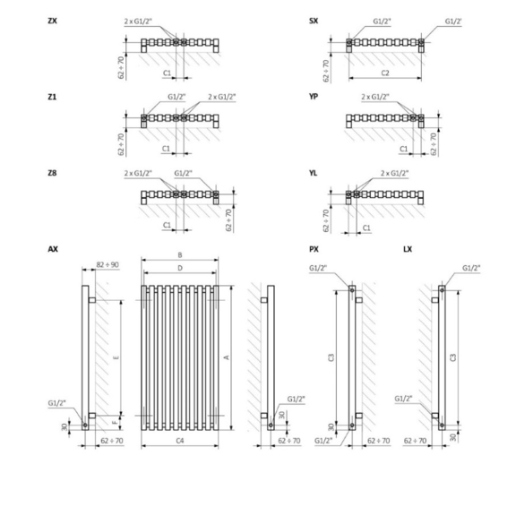 TERMA Triga Designheizkörper Schema