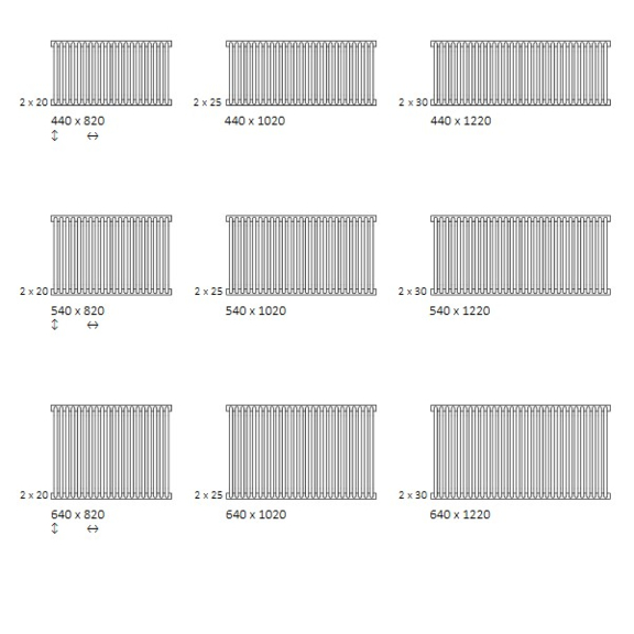 TERMA Delfin Designheizkörper verfügbare Größen horizontal