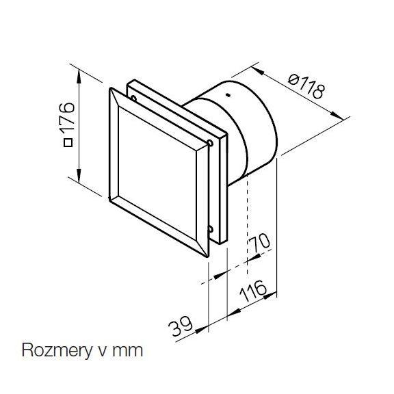 Helios MiniVent M1/120 Standardventilator mit zwei Leistungsstufen - Abmessungen
