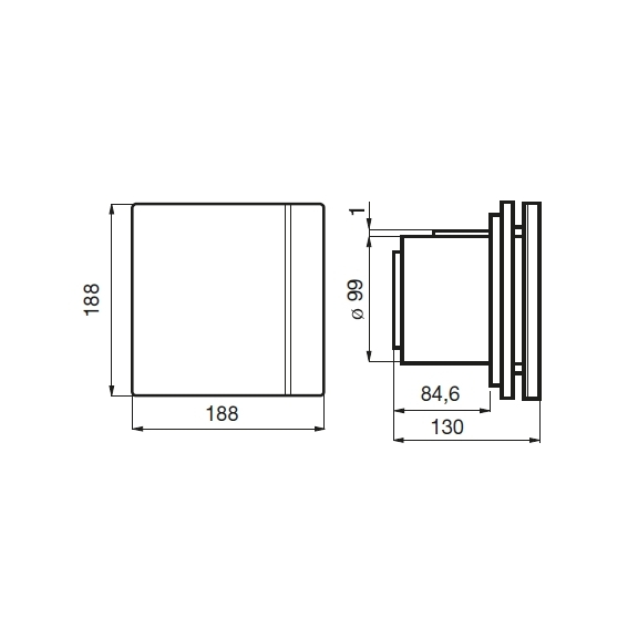 Ventilator Silent 100 Design CZ SWAROVSKI weiß - Abmessungen