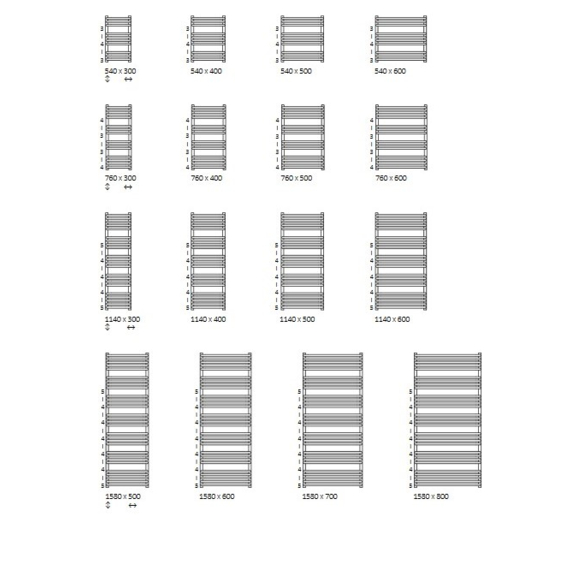 TERMA Alex Designheizkörper verfügbare Größen