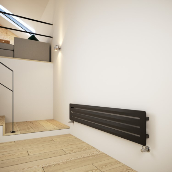 TERMA Aero H Designheizkörper 325x1800 Farbe Metallic Black horizontal