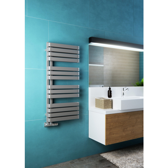 TERMA Warp S Designheizkörper 1110x500 RAL 7042 modernes Badezimmer