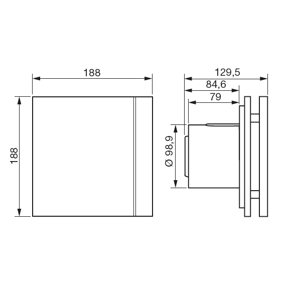 Ventilator Silent 100 Design CHZ - Abmessungen