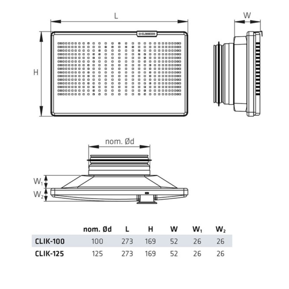 CLIK 100 - Abmessungen