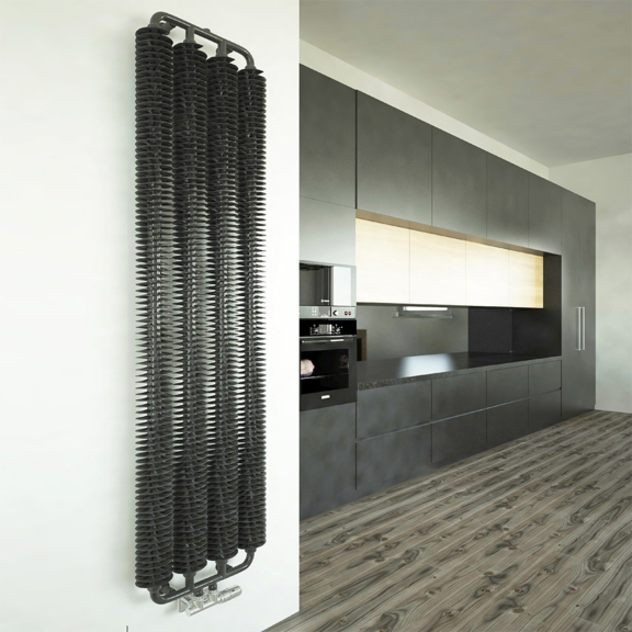 TERMA Ribbon V Retro Heizkörper 1920x390 Farbe Metallic Grey