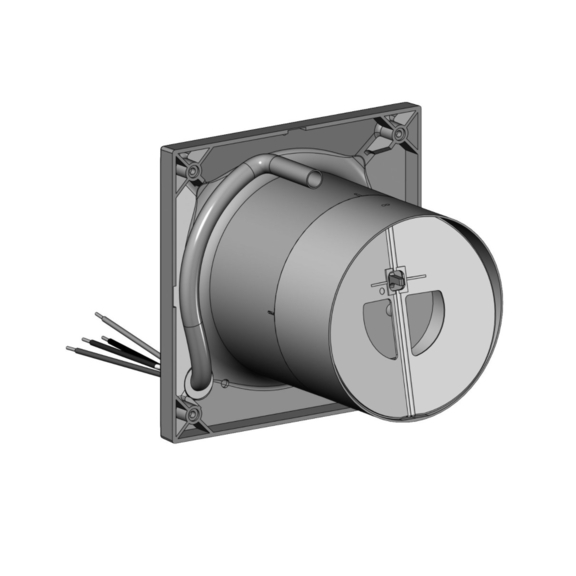 Helios MiniVent M1/150 Standardventilator mit zwei Leistungsstufen und EC Motor - Rückansicht